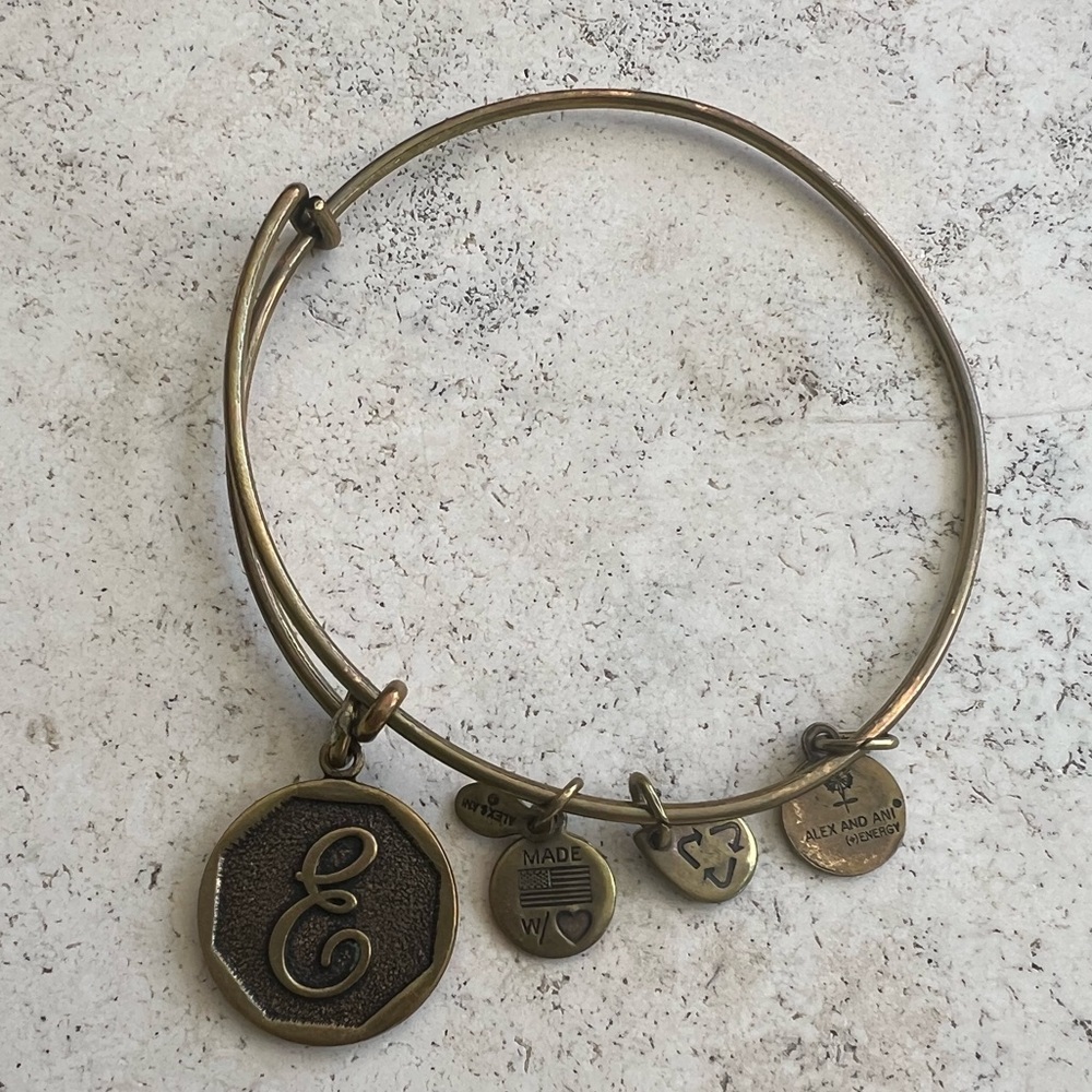 Alex and Ani “E” Bronze Charm Bracelet
